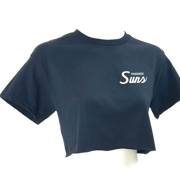 PHOENIX SUNS Double Script Retro Chest Logo NBA Cropped Crop Top Basketball Tee - Picture 2 of 5
